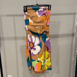 Mauve Strapless Dress with Floral Print